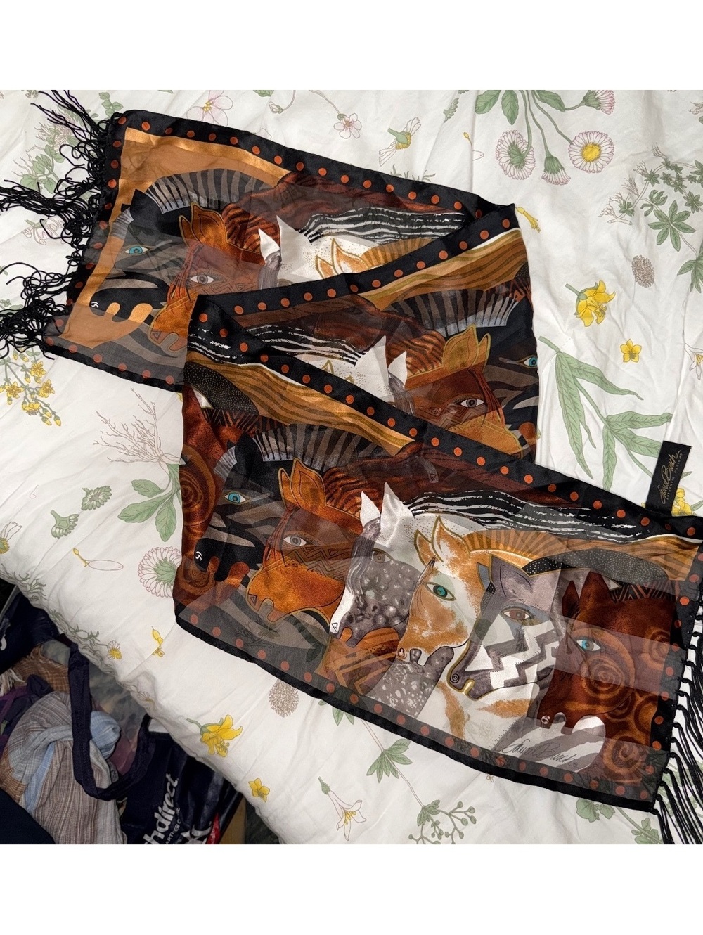 Vintage Laurel Birch Silk Horse Scarf
